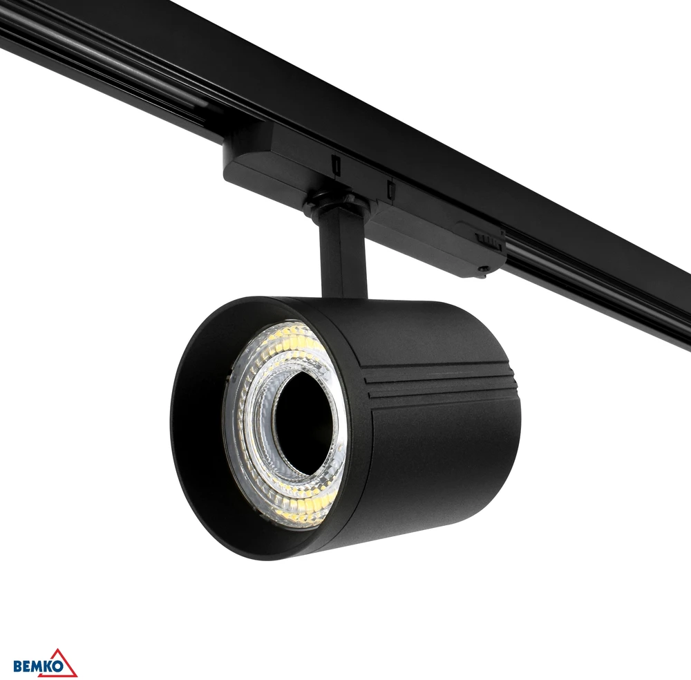 Bemko 12-40W LED akcentinis šviestuvas į 3 fazių bėgelį VASKO, juodas, 3000K