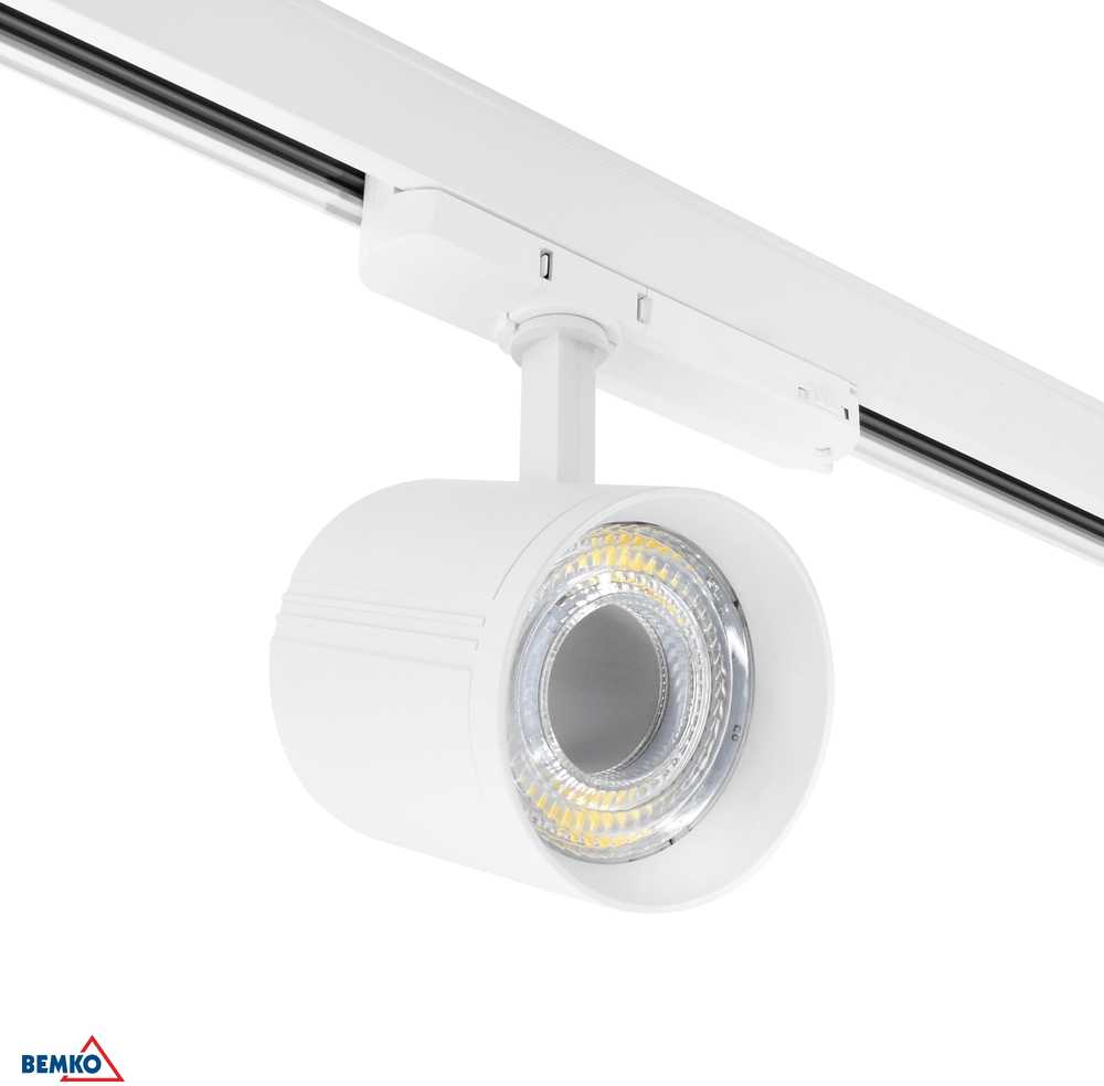 Bemko 12-40W LED akcentinis šviestuvas į 3 fazių bėgelį VASKO, baltas, 3000K