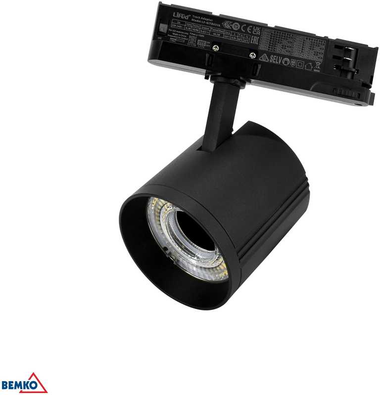 Bemko 12-40W LED akcentinis šviestuvas į 3 fazių bėgelį VASKO, juodas, 3000K