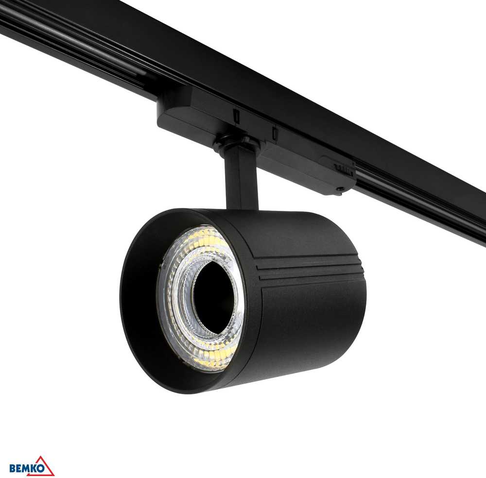 Bemko 12-40W LED akcentinis šviestuvas į 3 fazių bėgelį VASKO, juodas, 3000K