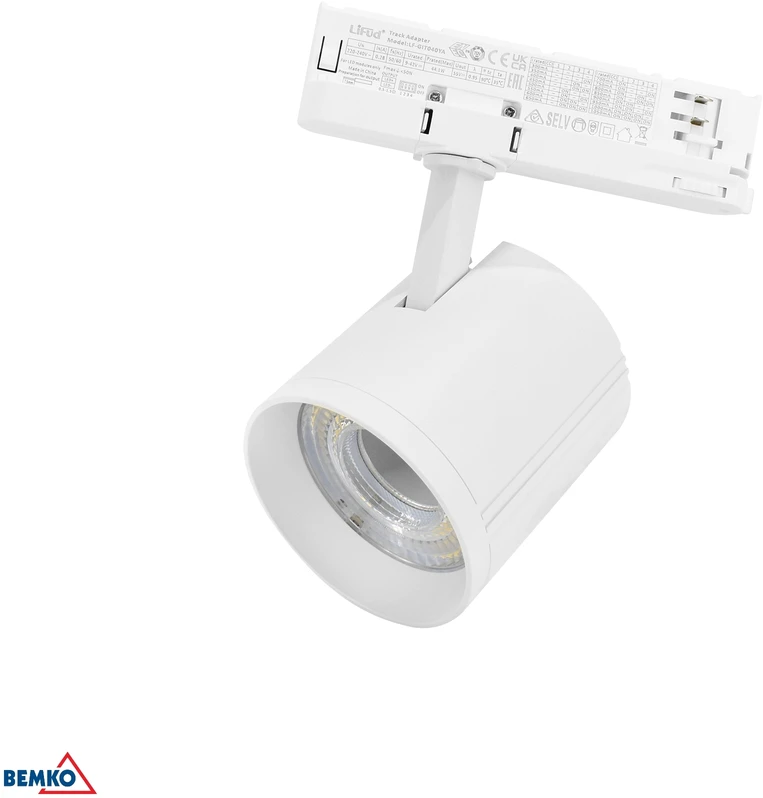 Bemko 12-40W LED akcentinis šviestuvas į 3 fazių bėgelį VASKO, baltas, 3000K