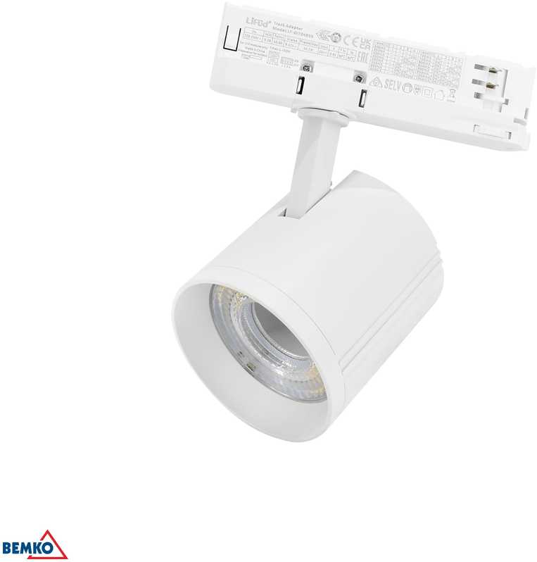 Bemko 12-40W LED akcentinis šviestuvas į 3 fazių bėgelį VASKO, baltas, 3000K