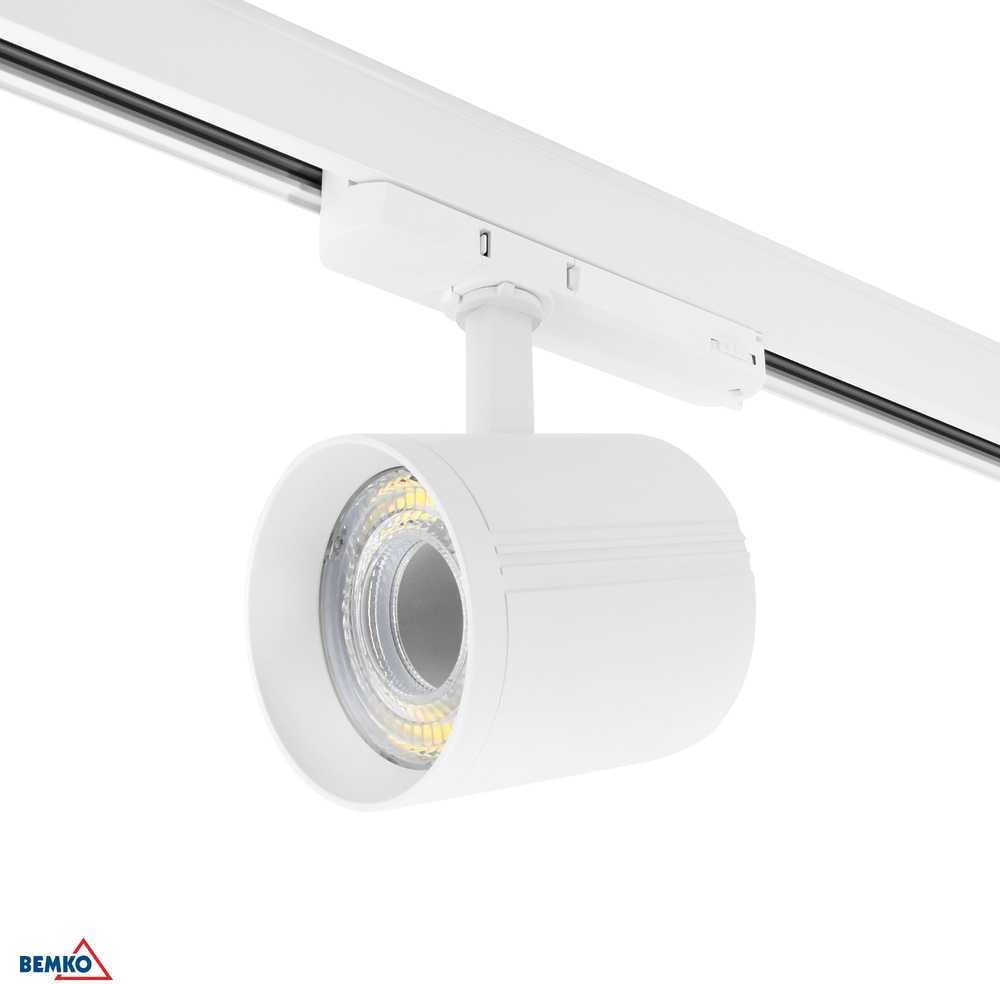 Bemko 12-40W LED akcentinis šviestuvas į 3 fazių bėgelį VASKO, baltas, 4000K