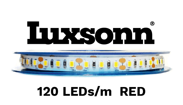 12 W/m LED juosta LUXSONN, 2835, DC24, 120 LED/m, raudona
