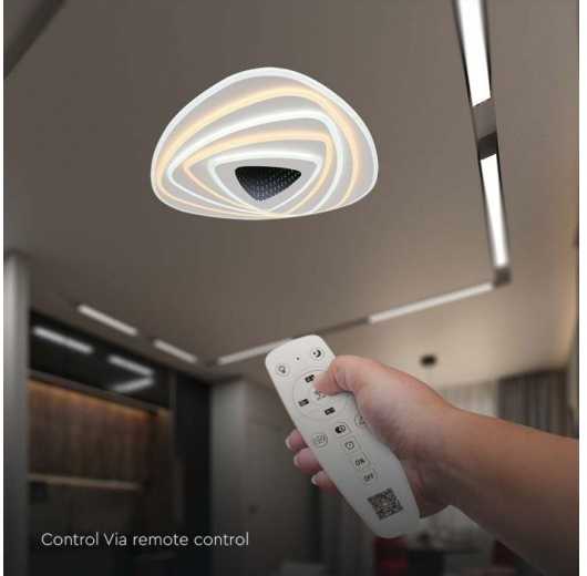 Lubinis šviestuvas V-tac 120W LED paviršinis lubų šviestuvas, baltas, 3000/6500K, dimeriuojamas, su nuotolinio valdymo pulteliu