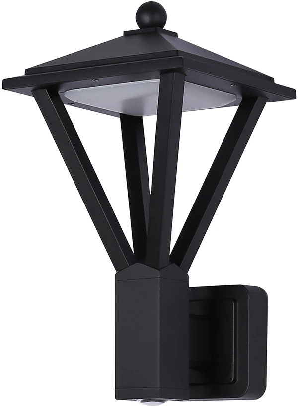 Sieninis šviestuvas 12+3W LED sieninis fasado šviestuvas BONS, juodas, 3000K, IP54