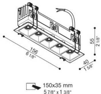 12,5W LED įleidžiamas šviestuvas KURA X5, baltas, 3000K, 52°