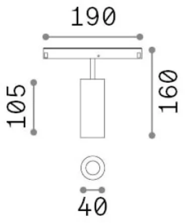 Pakabinamas šviestuvas Ideal Lux Magnetinis šviestuvas Ego Track Single 12W 3000K Dali Wh