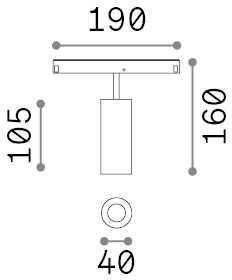 12W LED akcentinis šviestuvas į magnetinę sistemą EGO, juodas, 2700K, 48V, DALI, 340401