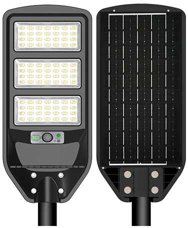 12W LED gatvės šviestuvas su saulės baterija, juodas, 6000K