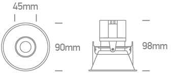 12W LED įleidžiamas, pakreipiamas šviestuvas, baltas, 3000/3500/4000K, dimeriuojamas, 11111C/W/V