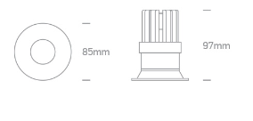 12W LED įleidžiamas šviestuvas, baltas, 3000K, 10112R/W/W