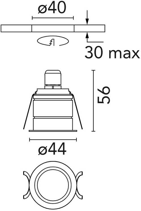 1,2W LED įleidžiamas šviestuvas G-O, bronzos sp., 3000K, dimeriuojamas
