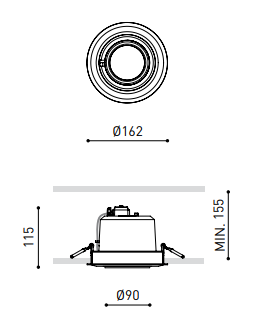 12W LED įleidžiamas šviestuvas HIDDEN 350mA, 3000K (šiltai balta), juodas