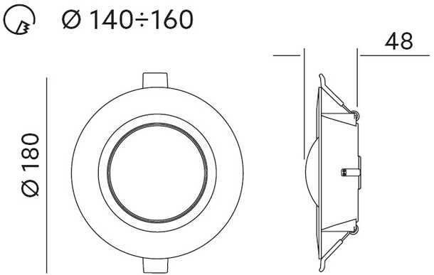 12W LED įleidžiamas šviestuvas SATURN, baltas, 4000K