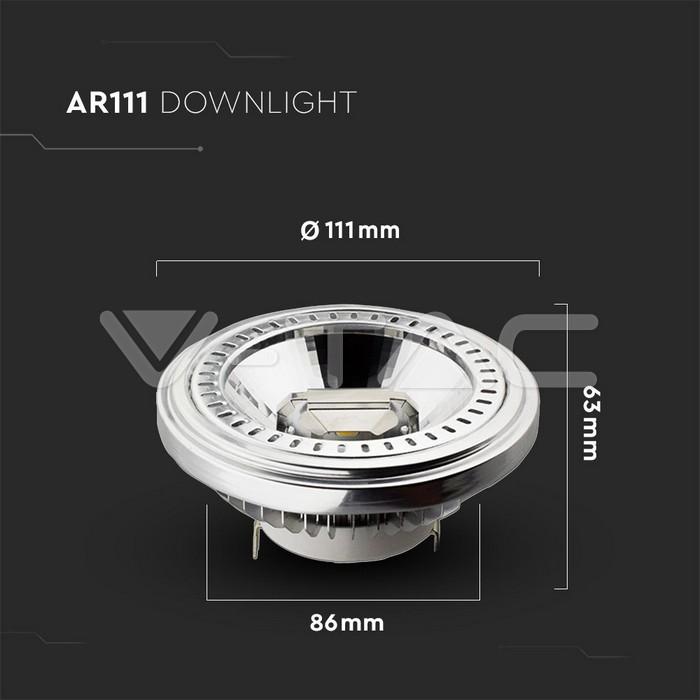 V-tac 12W LED lemputė, G53, AR111, 12V, 3000K