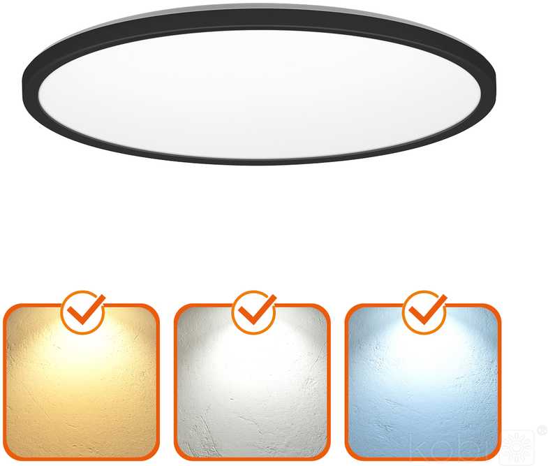12W LED lubinis šviestuvas NIVERA CIRCLE, juodas, 3000/4000/6000K, IP54