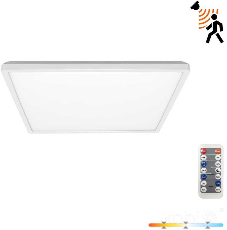 12W LED lubinis šviestuvas NIVERA SQUARE, baltas, 3000/4000/6000K, su judesio davikliu, IP54