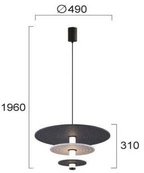 12W LED pakabinamas šviestuvas AZUL, mėlynos/pilkos/juodos sp., 3000K, 4322200