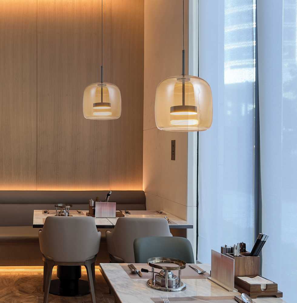 12W LED pakabinamas šviestuvas DECO, juodu korpusu/gintaro sp. stiklas, 3000K, 4319000