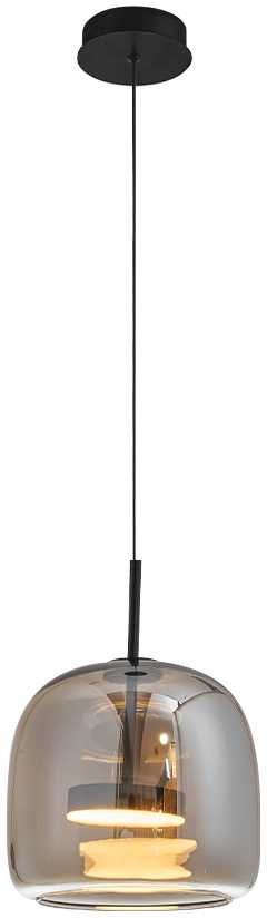 12W LED pakabinamas šviestuvas DECO, juodu korpusu/dūmų sp. stiklas, 3000K, 4319001