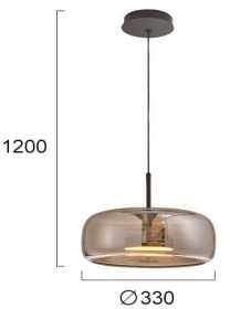 12W LED pakabinamas šviestuvas DECO, juodu korpusu/dūmų sp. stiklas, 3000K, 4319101