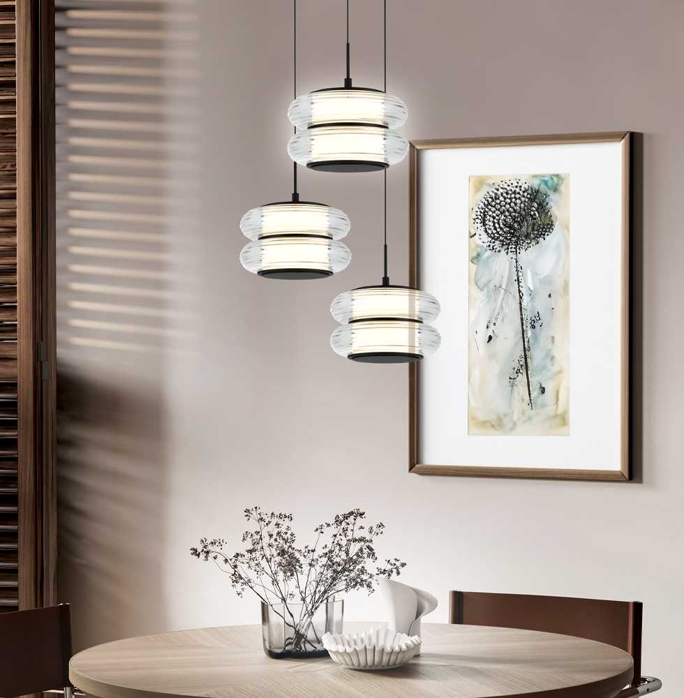 12W LED pakabinamas šviestuvas GLOSSY, juodu korpusu/skaidrus stiklas, 3000K, 4322000