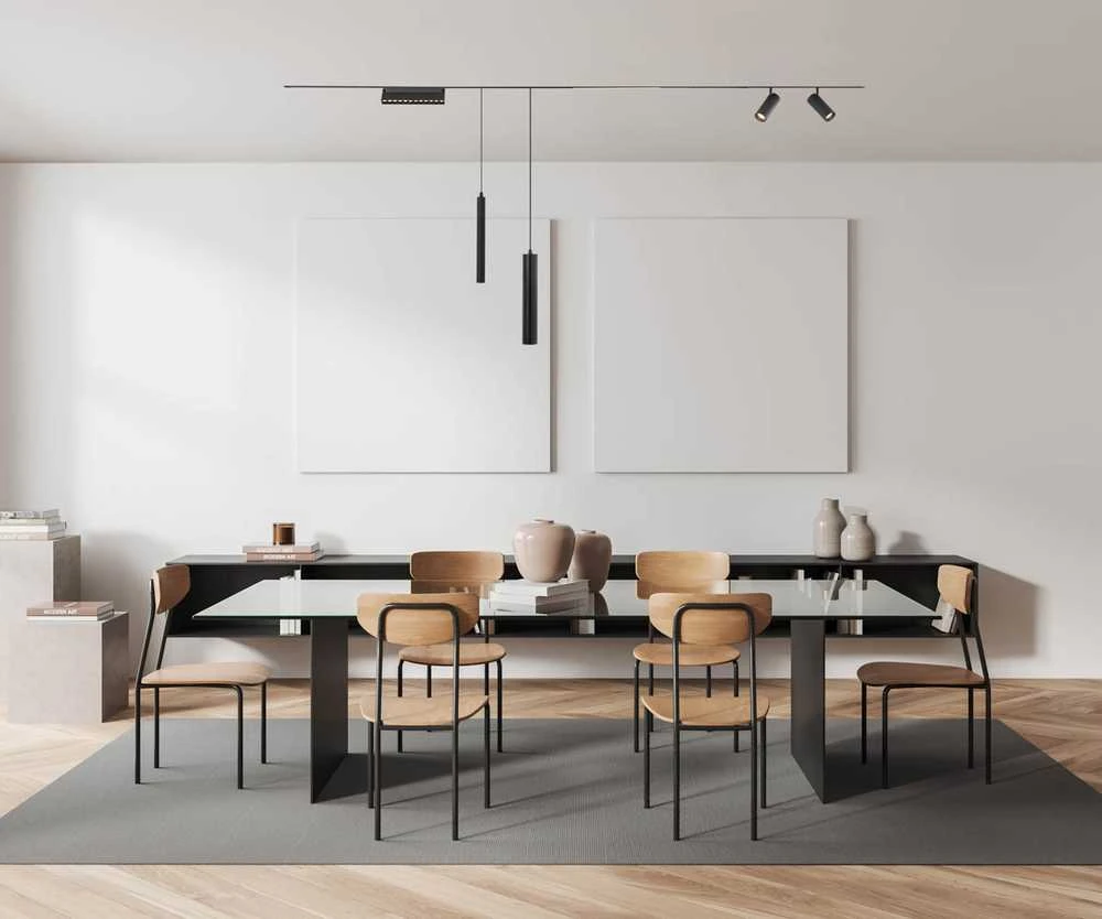Lubinis šviestuvas 12W LED pakabinamas šviestuvas RINET į magnetinę sistemą MAGNETIC, juodas, 3000K