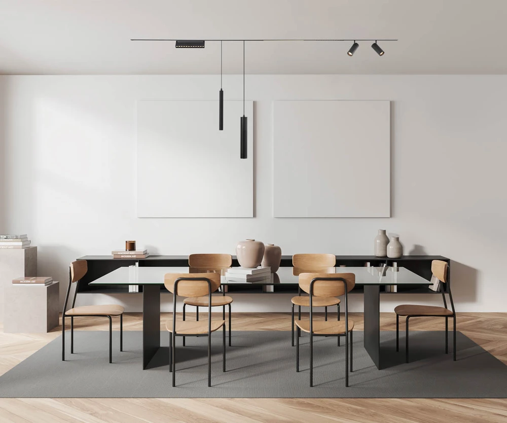 Lubinis šviestuvas 12W LED pakabinamas šviestuvas RINET į magnetinę sistemą MAGNETIC, juodas, 4000K