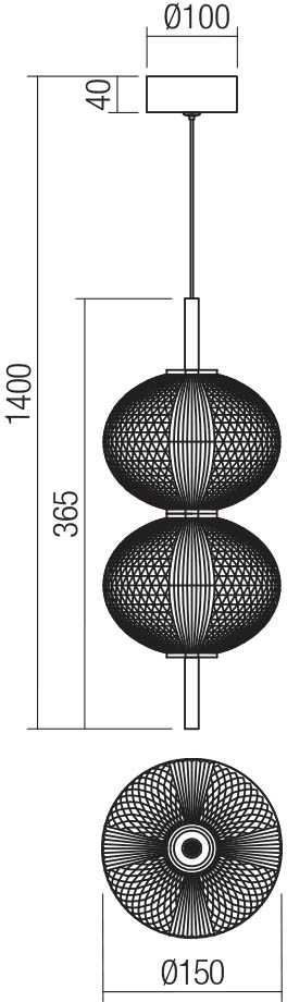 12W LED pakabinamas šviestuvas VENTURA, juodas, 3000K