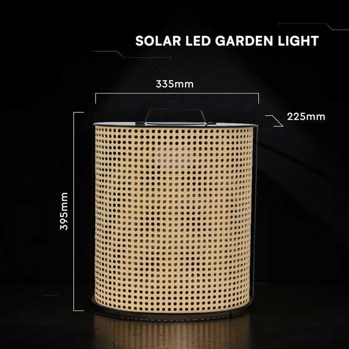 1,2W LED pastatomas įkraunamas lauko šviestuvas, medžio/juodos sp., 2800-3200K, dimeriuojamas, su saulės baterija