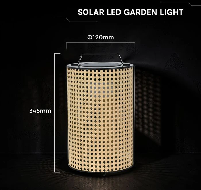 1,2W LED pastatomas įkraunamas lauko šviestuvas, medžio/juodos sp., 2800-3200K, dimeriuojamas, su saulės baterija