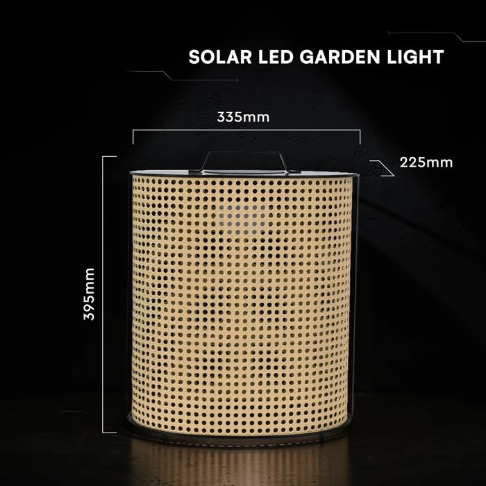 1,2W LED pastatomas įkraunamas lauko šviestuvas, medžio/juodos sp., 2800-3200K, dimeriuojamas, su saulės baterija