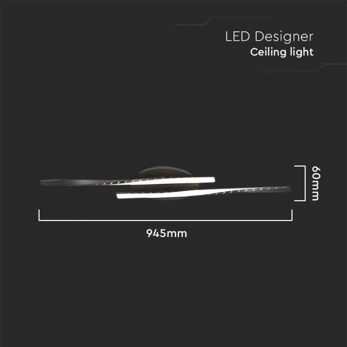 Lubinis šviestuvas V-tac 12W LED paviršinis šviestuvas, juodas, 3000K