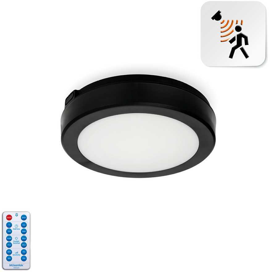 12W LED paviršinis šviestuvas NAIROS PREMIUM G2, juodas, 3000K/4000K/6500K, su judesio davikliu