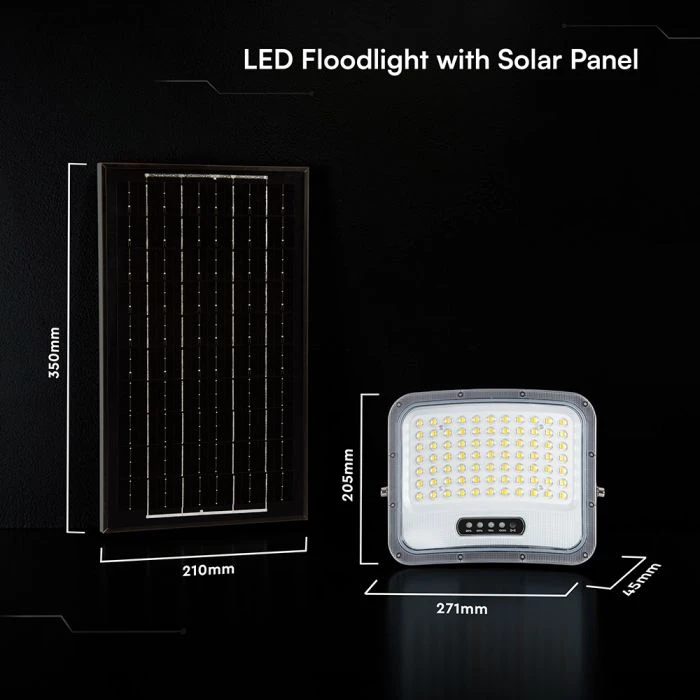 12W LED prožektorius su saulės baterija, juodas, 3000/4500/6500K, dimeriuojamas