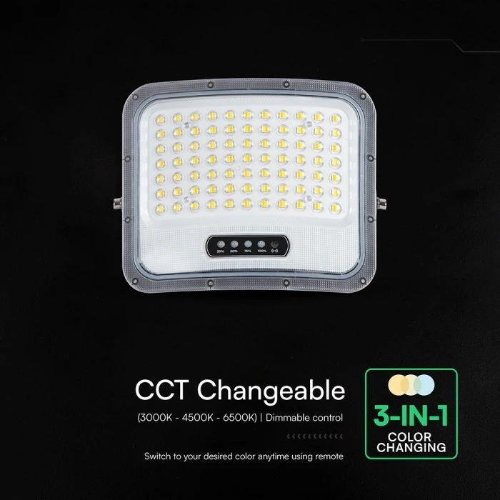 12W LED prožektorius su saulės baterija, juodas, 3000/4500/6500K, dimeriuojamas