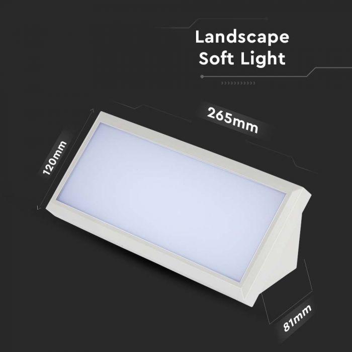 Sieninis šviestuvas V-tac 12W LED sieninis lauko šviestuvas, baltas, 3000K