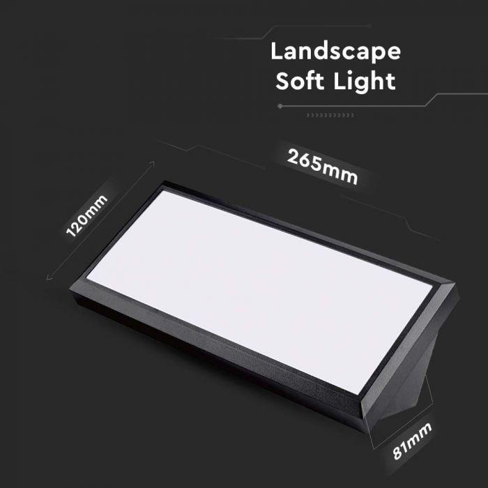Sieninis šviestuvas V-tac 12W LED sieninis lauko šviestuvas, juodas, 3000K