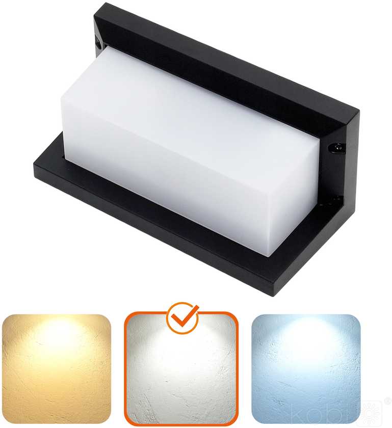 Sieninis šviestuvas 12W LED sieninis lauko šviestuvas LENTERO, juodas, 4000K, su judesio davikliu, IP54