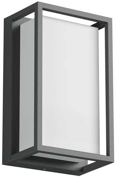 Sieninis šviestuvas 12W LED sieninis lauko šviestuvas QUADRIS, tamsiai pilkas, 3000K, IP54, 90533