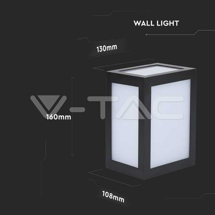 V-tac 12W LED sieninis šviestuvas, juodas, 3000K