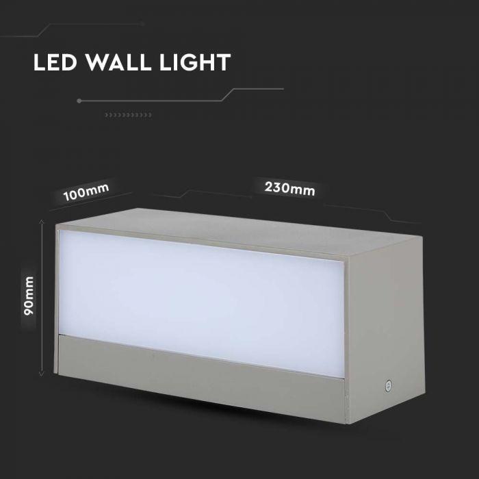 V-tac 12W LED sieninis šviestuvas, pilku korpusu, 4000K, IP65