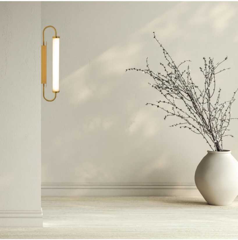 12W LED sieninis šviestuvas, šlifuoto žalvario sp./baltas stiklas, 3000K, dimeriuojamas, 25152
