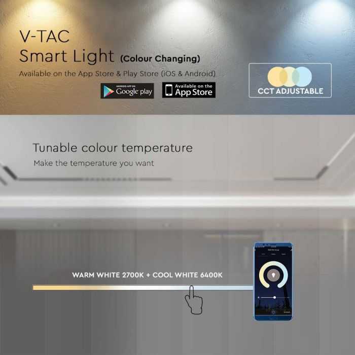 Lubinis šviestuvas V-tac 12W LED SMART šviestuvas į magnetinius bėgelius, juodas, 2700/6400K