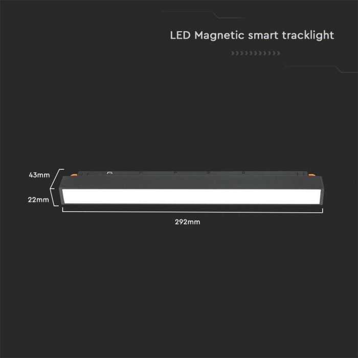 Lubinis šviestuvas V-tac 12W LED SMART šviestuvas į magnetinius bėgelius, juodas, 2700/6400K