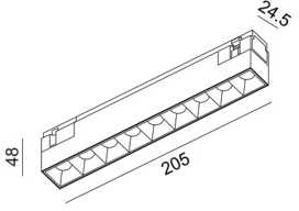 12W LED šviestuvas COMFORT 205 į magnetinę sistemą IN_LINE, juodas, 3000K
