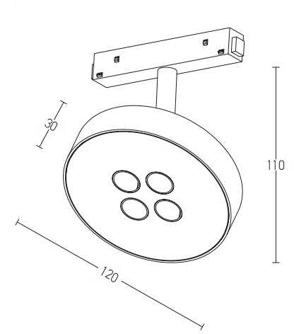 12W LED šviestuvas į magnetinę sistemą ZAMBELIS, juodas, 3000K, 20177