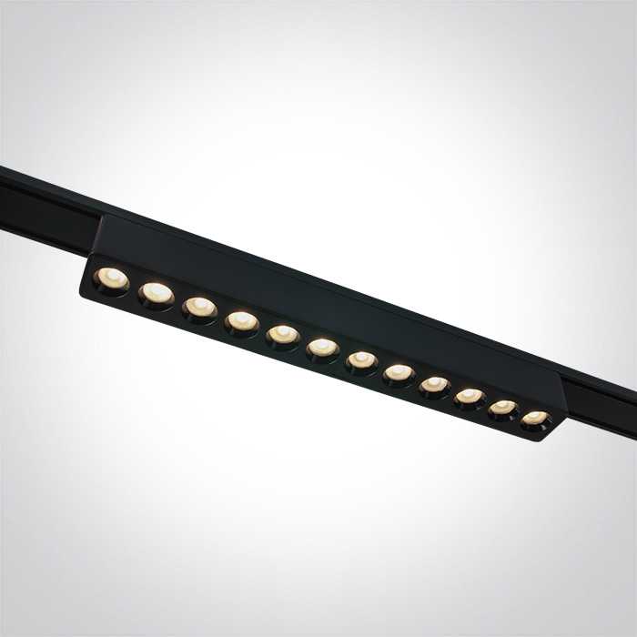 12W LED šviestuvas į magnetines sistemas FLAT, juodas, 3000/4000/5000K, 48V, 24°, 43102FB/B/V