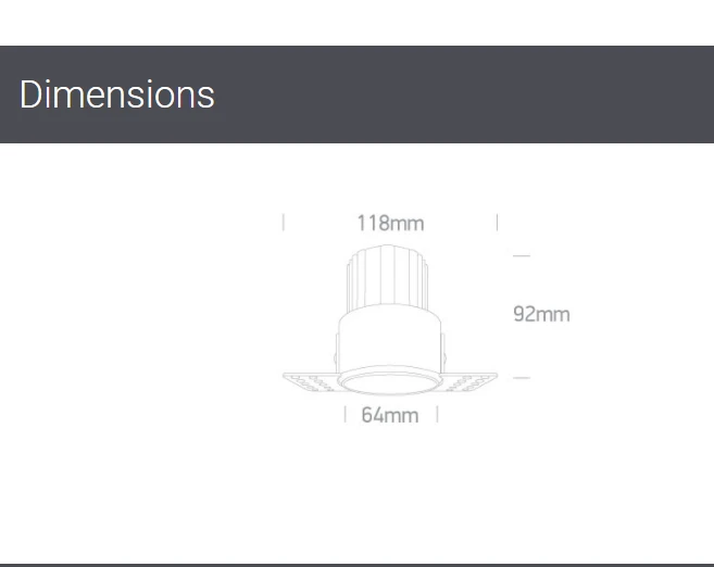 12W LED užglaistomas šviestuvas, baltas, 3000K, 10112BTR/W/W